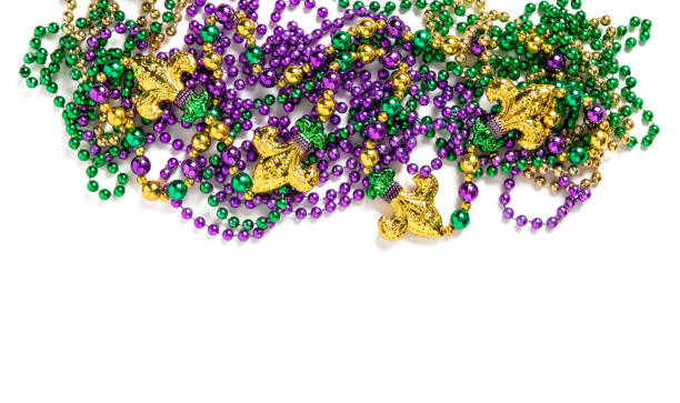 istock Carnival banner Mardi gras decoration beads white background 1202802823