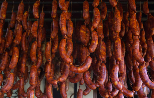 istock Delicious spanish traditional chorizos curing 1202802933