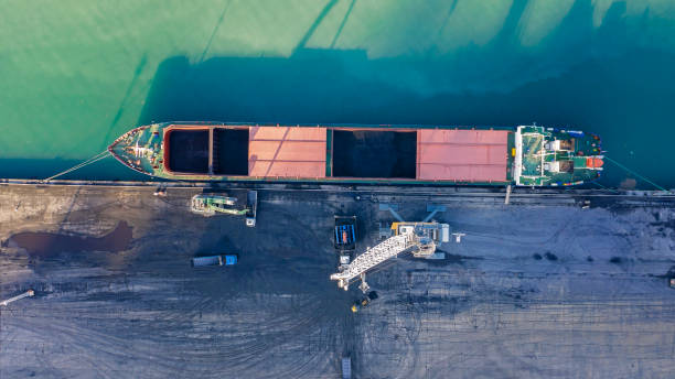 istock Cargo ship loading of coal at sunrise in a commercial port. 1202806073