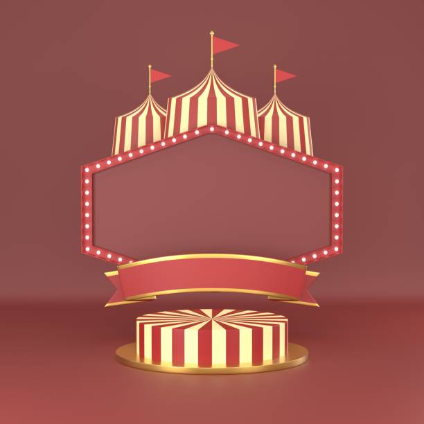 istock abstract geometric shape carnival design for cosmetic or product display podium 3d render. 1202808539