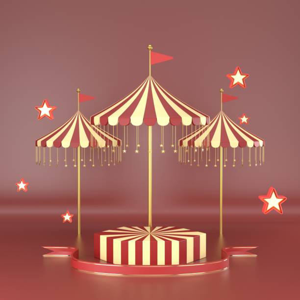 istock abstract geometric shape carnival design for cosmetic or product display podium 3d render. 1202808540