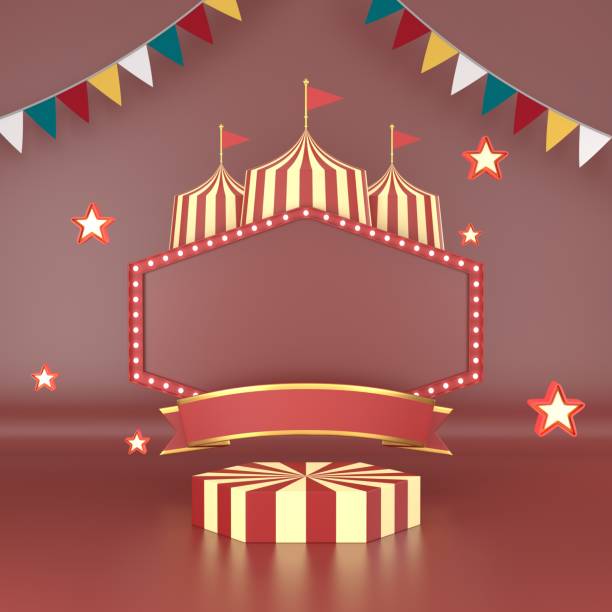 istock abstract geometric shape carnival design for cosmetic or product display podium 3d render. 1202808545