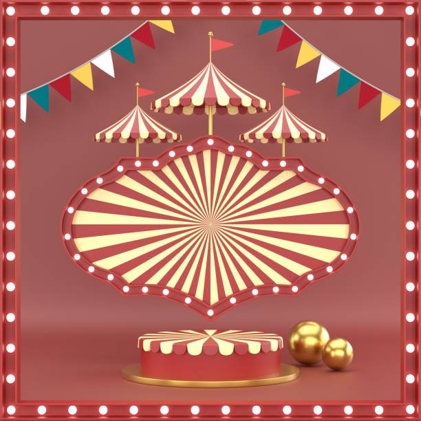 istock abstract geometric shape carnival design for cosmetic or product display podium 3d render. 1202808567