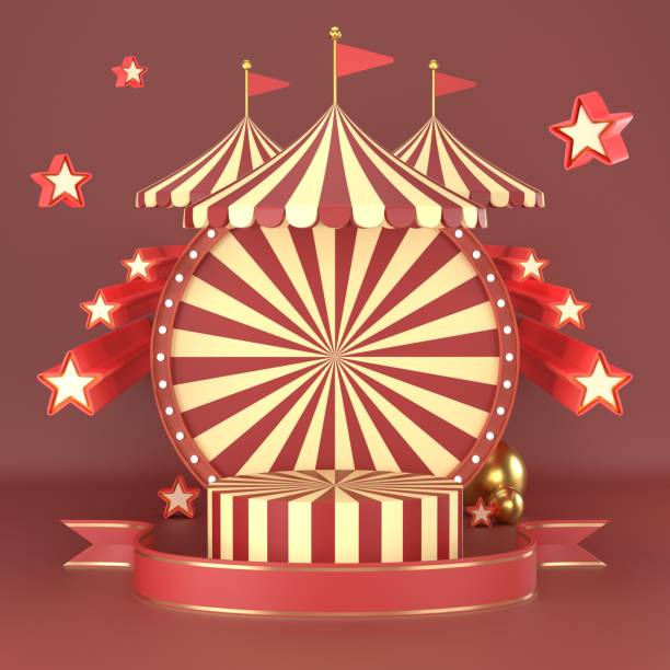 istock abstract geometric shape carnival design for cosmetic or product display podium 3d render. 1202808570