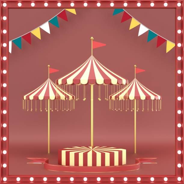 istock abstract geometric shape carnival design for cosmetic or product display podium 3d render. 1202808575