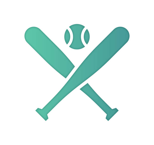 baseball analytics gradient color & papercut styl icon design - baseball baseball player baseballs catching stock illustrations