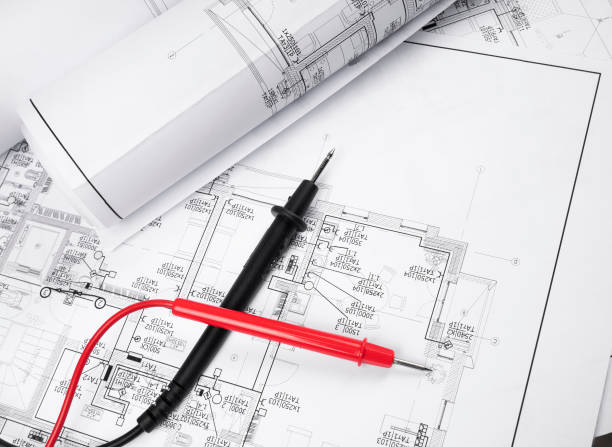 istock The plan of electrical installation and cables of multimeter 1202814814
