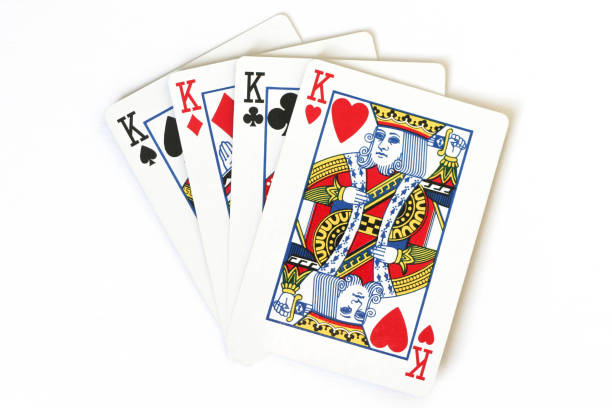 istock Four Kings playing cards on a white background 1202815894