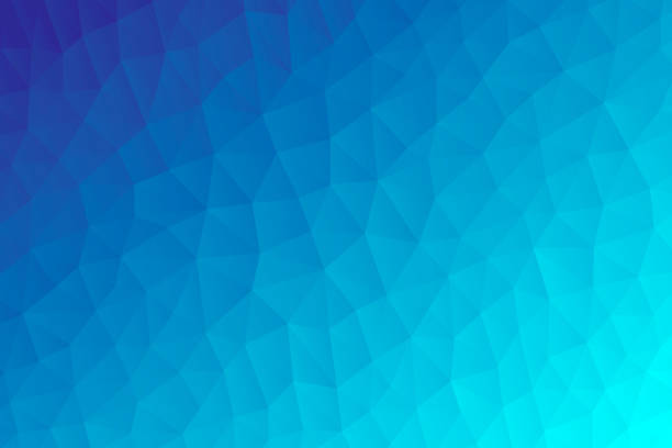 Polygonal mosaic with Blue gradient - Abstract geometric background - Low Poly Modern and trendy abstract geometric background in a low poly style. Beautiful polygonal mosaic with a color gradient. This illustration can be used for your design, with space for your text (colors used: Turquoise, Blue). Vector Illustration (EPS10, well layered and grouped), wide format (3:2). Easy to edit, manipulate, resize or colorize. polygon textures stock illustrations
