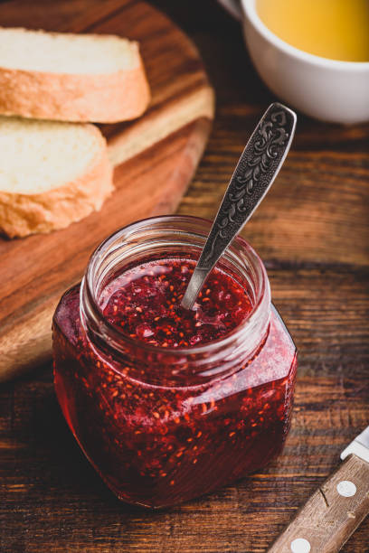 istock Jar of homemade raspberry jam 1202818665
