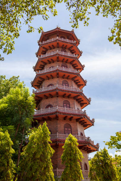 les temples antiques du 19ème siècle à hue, vietnam - great dagon pagoda photos et images de collection