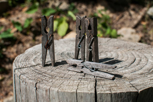istock Old wooden clothing pegs 1202826100
