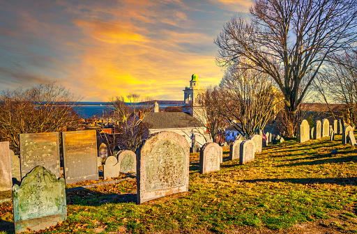 Buriea Hill was established in Plymouth Massachusetts in the 17th century and contains the graves of many original  Mayflower pilgrims.