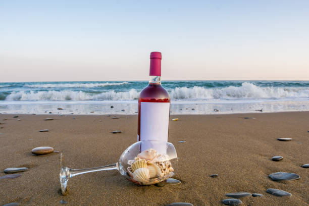istock Bottle of wine on the beach 1202827807