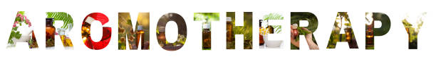 istock Inscription AROMOTHERAPY Transparent background. 1202832822