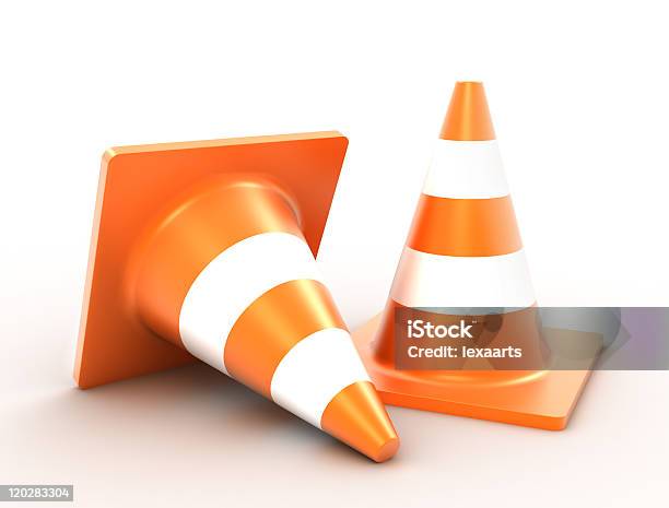 Cones De Trânsito - Fotografias de stock e mais imagens de Branco - Branco, Cone de Trânsito, Estrada