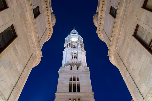 Philadelphia City Hall at night, Pennsylvania, USA