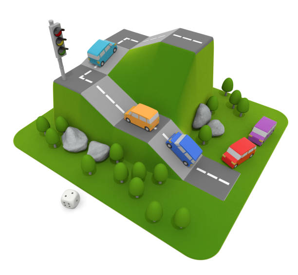 istock 3D illustration. Car competition game. Car is the main board game. 1202834631