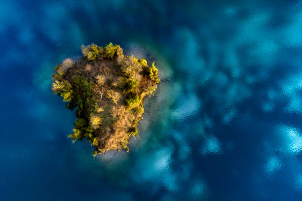 istock Isle on the lake, aerial view 1202835574