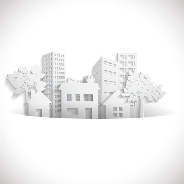 miasto papierowe - built structure building exterior building activity town stock illustrations