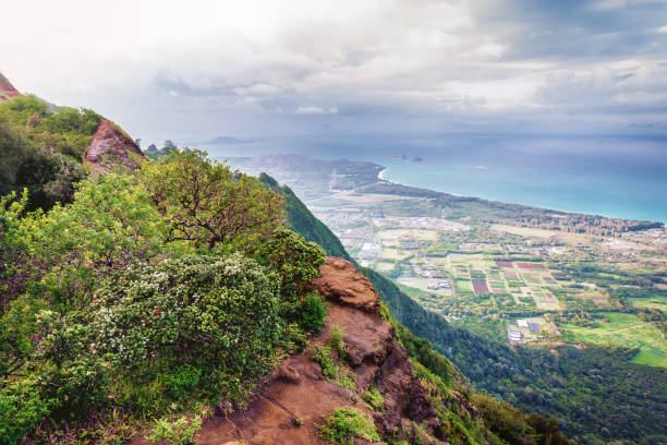 istock View from mountain top ridge trail in Oahu, Hawaii 1202861130