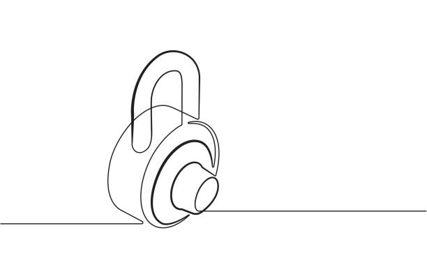 kombinacja blokada jeden linia ciągła wektor graficzny ikona - safe safety combination lock variation stock illustrations