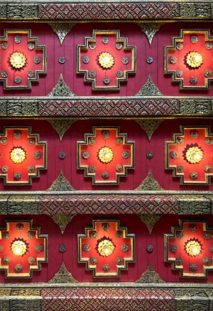istock abstract geometric background of oriental thai red ceiling architectural pattern 1202867239
