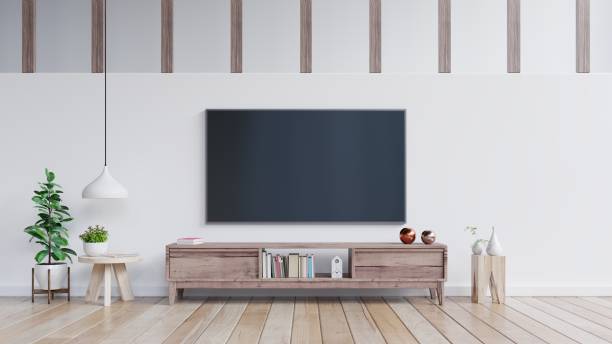 istock TV on cabinet in modern living room. 1202868372
