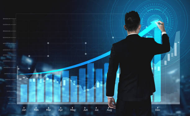 istock Double Exposure Image of Business Profit Growth 1202869239