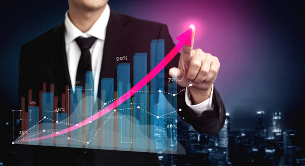 istock Double Exposure Image of Business Profit Growth 1202869321