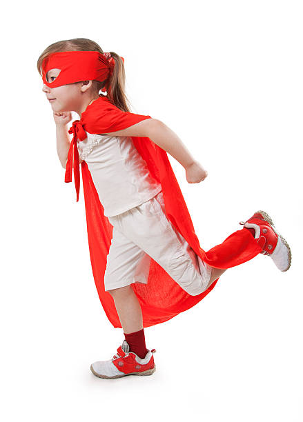 istock Superhero girl in a red 120287134