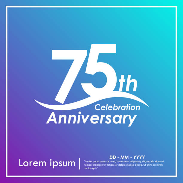 75 years anniversary celebration logotype with violet and blue background, vector illustration template design for for booklet, leaflet, magazine, brochure poster, web, invitation or greeting card 75 years anniversary celebration logotype with violet and blue background, vector illustration template design for booklet, leaflet, magazine, brochure poster, web, invitation or greeting card 75th anniversary stock illustrations