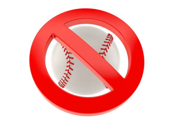 istock Baseball ball with forbidden symbol 1202879624