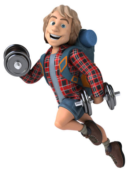 istock Man solo traveling backpacker - 3D Illustration 1202890017