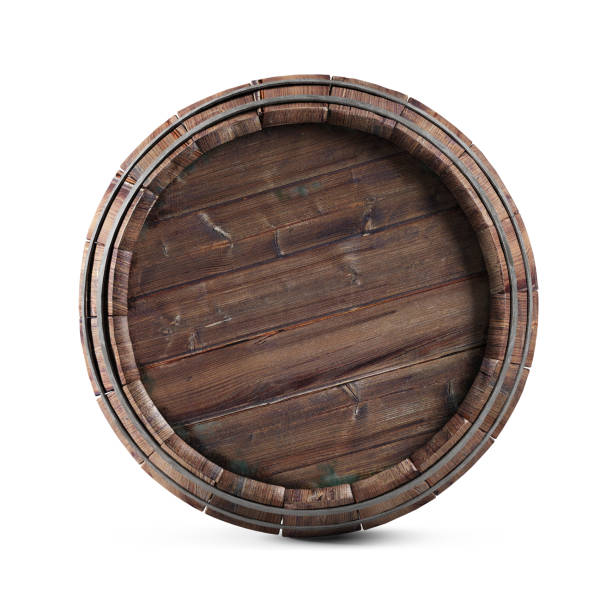 istock Wooden barrel isolated on white background. Clipping path included. 1202891281