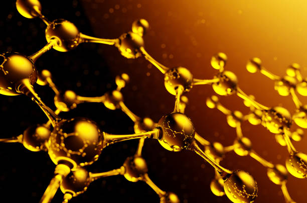 istock Atom Benzil a compound of hydrogen and carbon. 1202891423