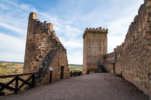 The ruins of the medieval castle of Penaranda de Duero, Burgos, Castile Leon, Spain.