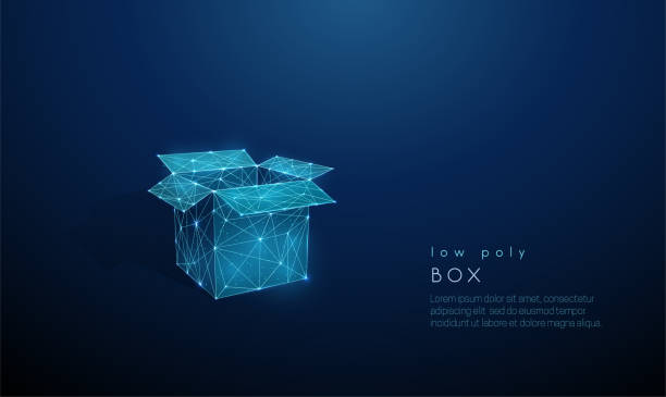 Abstract open box. Low poly style design. Abstract open box. Low poly style design. Abstract geometric background. Wireframe light connection structure. Modern 3d graphic concept. Isolated vector illustration. gift pack stock illustrations