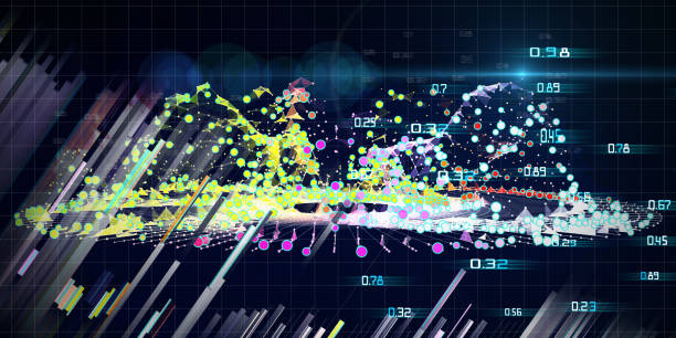 istock Abstract futuristic concept of analytics flow 3d  data.  Business and science visualization of artificial intelligence. Big data visualization. 1202895180