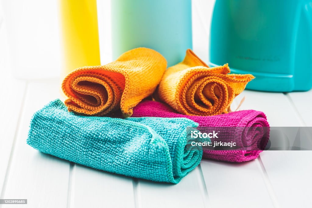 Microfiber Cleaning Towel Stock Photo - Download Image Now - Rag