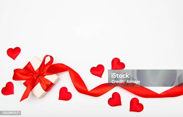 Red Heart With Ribbon. Valentines Day Background. Stock Photo, Picture and  Royalty Free Image. Image 74140010.