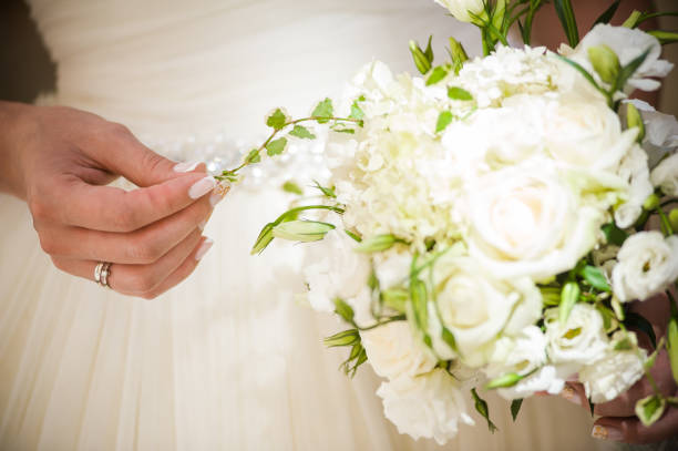 istock Big wedding bouquet of beautiful bride 1202898256