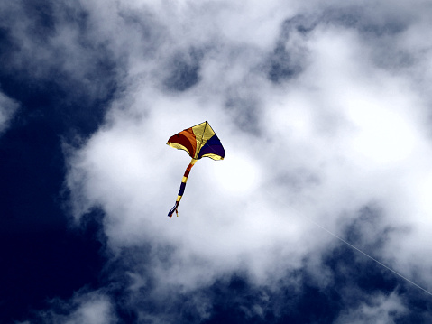 Two kites over blue skies