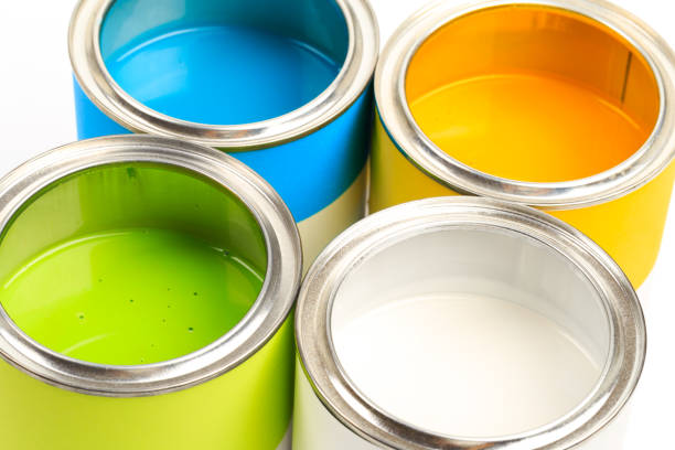 istock set of Cans with color paint isolated on white background - Image 1202902936