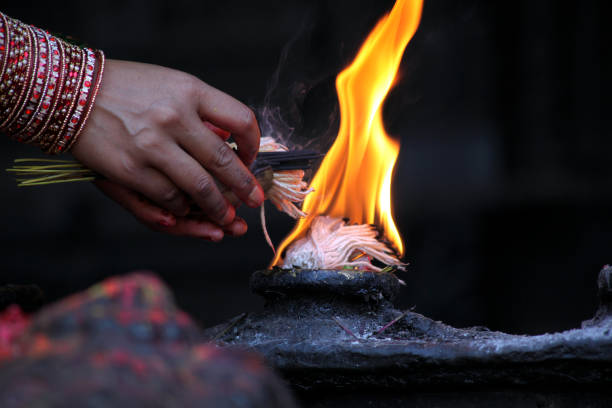 Incense burning and ceremony in Nepal