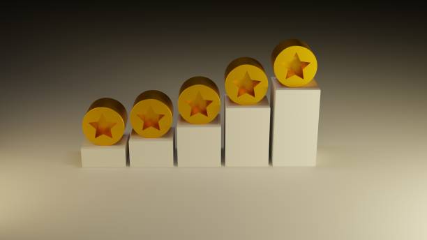 istock five golden stars for costumer satisfaction, 3d illustration 1202909413