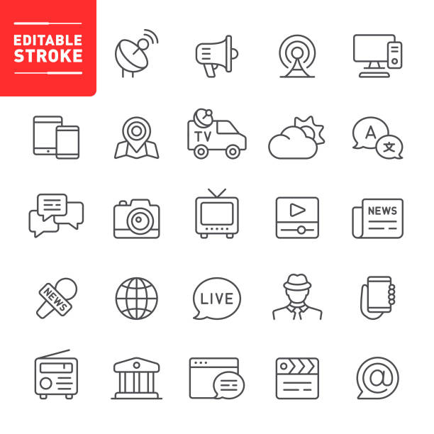ikony multimediów - newspaper symbol computer icon communication stock illustrations