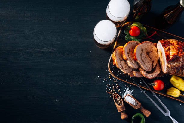 istock dinner for two of meat and craft beer. 1202911699