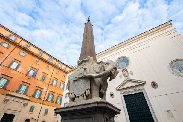 Obelisk elephant piazza della minerva by bernini. stock photo