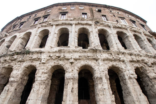monument of ancient rome, marcellus theater. historical building of ancient rome, tourism and archeology